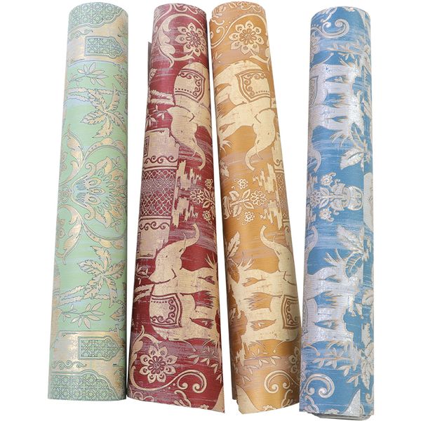 Good quality Southeast Asian style wallpaper elephant tropical rain forest green plants Indian Taj Mahal Thai style wall roll TV back wall