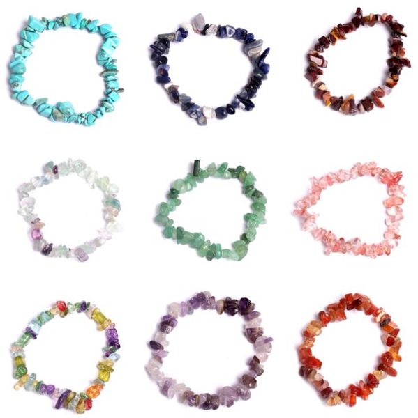 Natural Bracelet Sodalite Chip Gemstone 18cm Stretch Natural Stone Mixed Gemstone Chakra Bracelet GC947