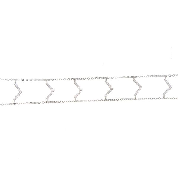 Wholesale-double chain choker chevron women 925 sterling silver fashion collarbone chocker necklace