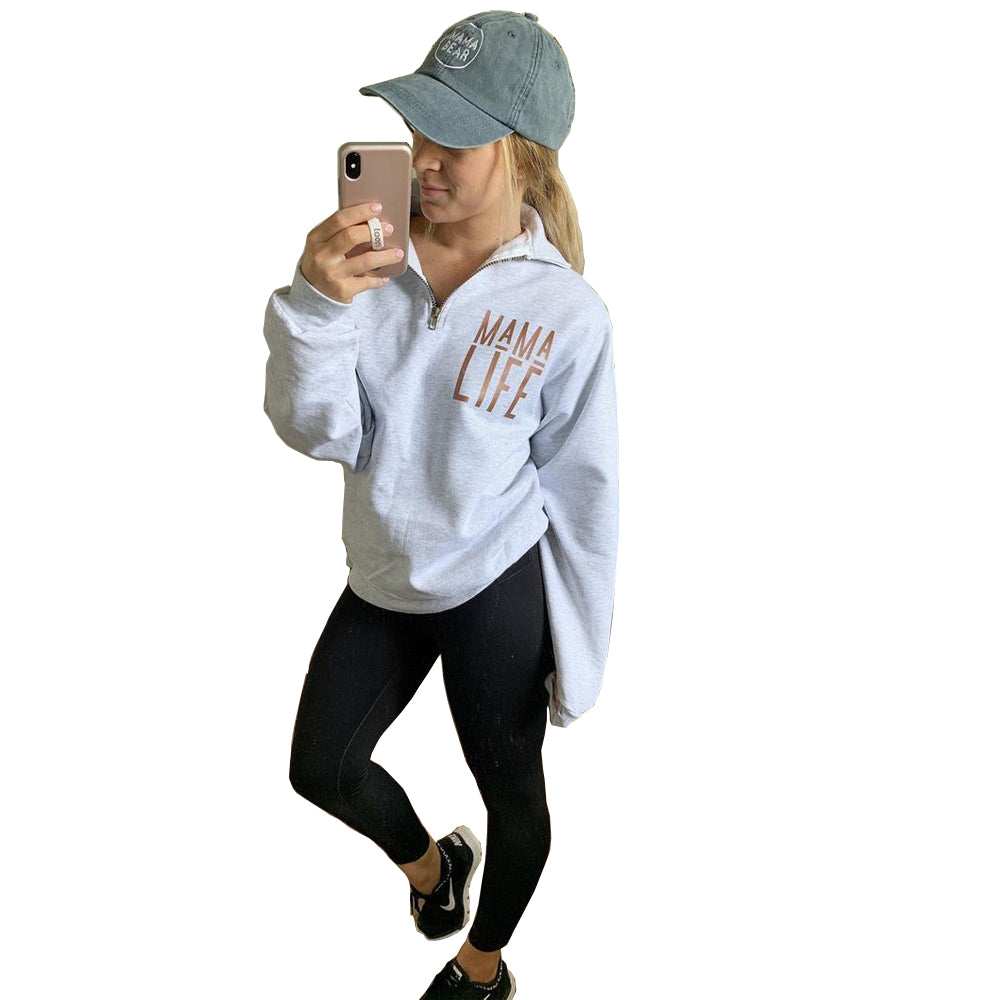 Women Sweatshirt Ladies Fall 2020 MAMA LIFE Letter Printed Hoodie Sweatshirt Ladies Long Sleeve Hooded Pullover Jumper