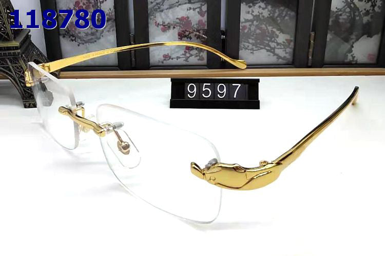 High quality buffalo horn glasses for men gold leopard drill rimless framed new fashion sport sunglasses red green blue brown clear lens