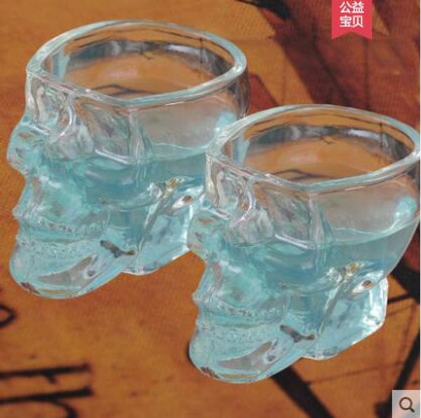 Transparent Glass Drinking Cup Creative Crystal Skull Head Vodka Wine Shot Cups Skeleton Pirate Beer Glass Mug 04