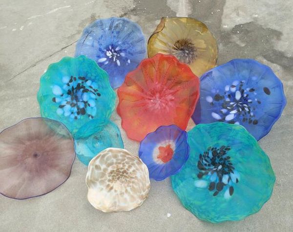 High Quality Handmade Murano Glass Wall Lamp Plates Flower Design Mouth Blown Lamps Multi Color Hanging Indoor Art Deco