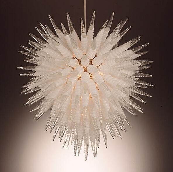 Fashion Lamps Chandeliers Lighting Spiral Shape 38 Inches Height LED Bulbs Hand Blown Glass Chandelier Pendant Lights White and Transparent