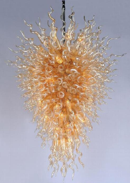 Lamps Gold Glass Crystal Chandeliers Home Decor Wholesale Hand Blown Art-Glass Large Chandelier with LED Bulbs