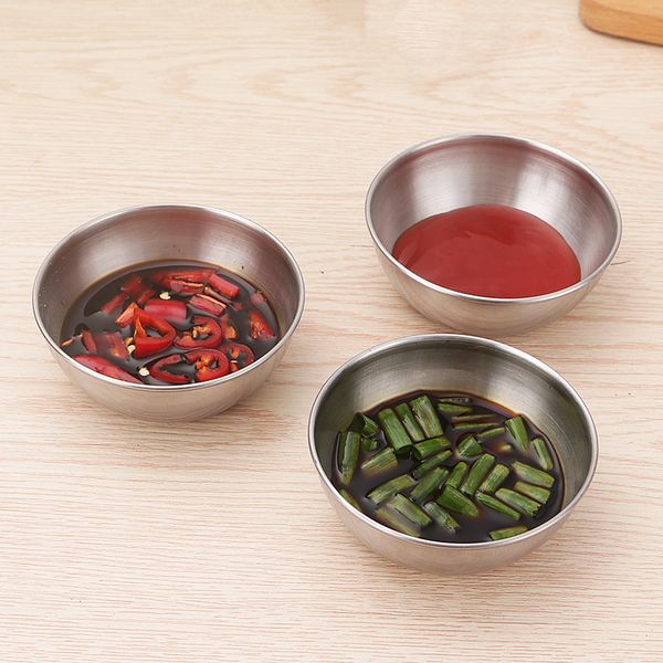 Stainless Steel Sauce Dish Kitchen Soy Sauce Small Dish Dip Plate Seasoning Bowl Condiment Container