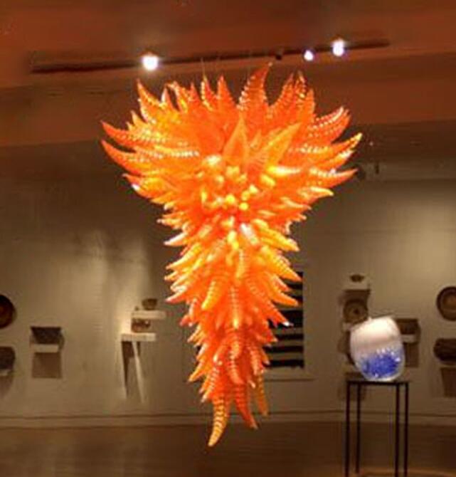 Lamps Nordic Orange Hand Blown Spiral Chandeliers Large Size Hotel Ballroom Stair Chandelier Lighting with LED Bulbs
