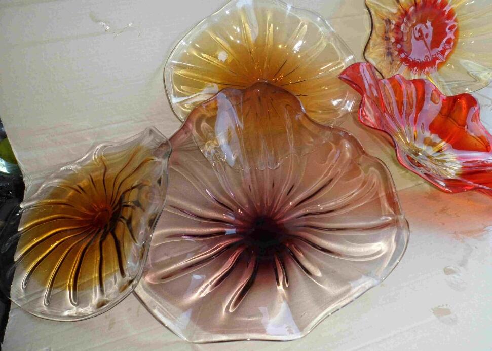 Art Glass Plates Colorful Home Hotel Restaurant Villa Lighting Wall Mounted Decorative Hand Blown Murano Glass Wall Art Decor plates