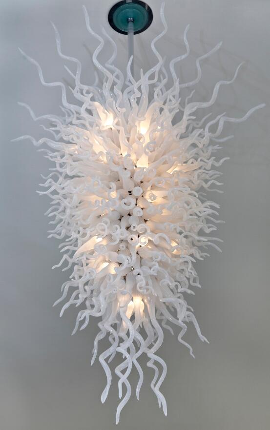 China Chandelier Superior Quality Milk White AC 110v-240v LED Bulbs 100% Hand Blown Glass Modern Chandelier for Home Decoration
