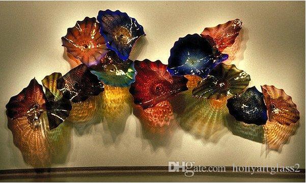 Custom Color Size Lamp Wholesale Handblown Art Glass Murano Wall Plates for Hotel Decor
