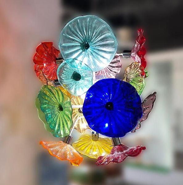 Lamps Murano Flower Chandeliers Lights Bedroom Living Dining Room Art Decorative Hand Blown Glass Plates Chandelier Led Light Fixtures