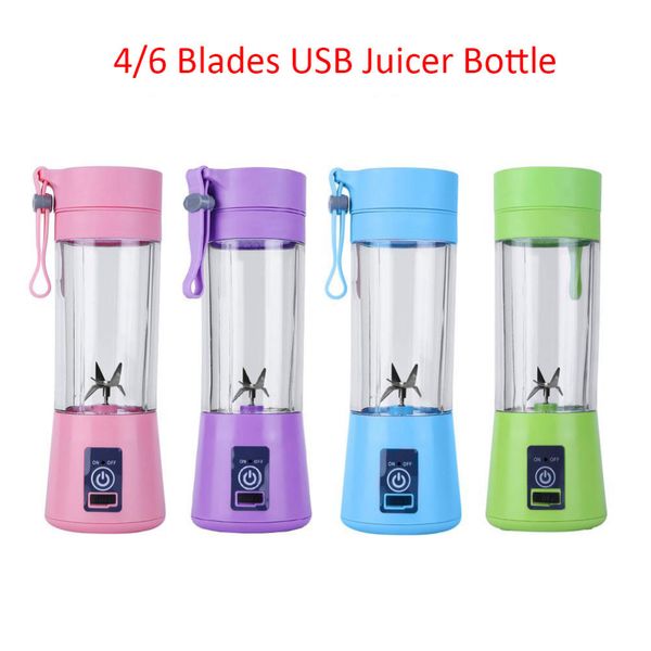380ML 4-6 Blades Handhels USB Juicer Bottle Portable Electric Fruit Lemon Juicer Blender Squeezer Reamer Machine Drop Shipping T200227