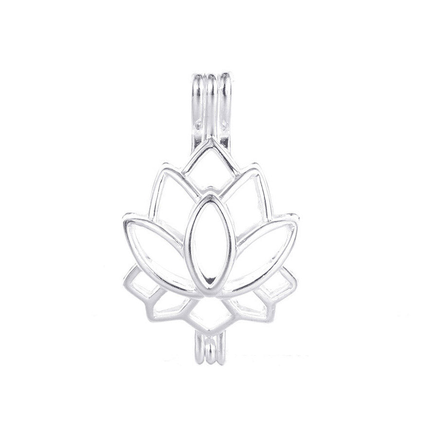 10pcs Pearl Cage Necklace Pendant Lockets Essential Oil Diffuser Lotus Provides Silver-plated Silver Plus Your Own Pearl Makes It More Attractive