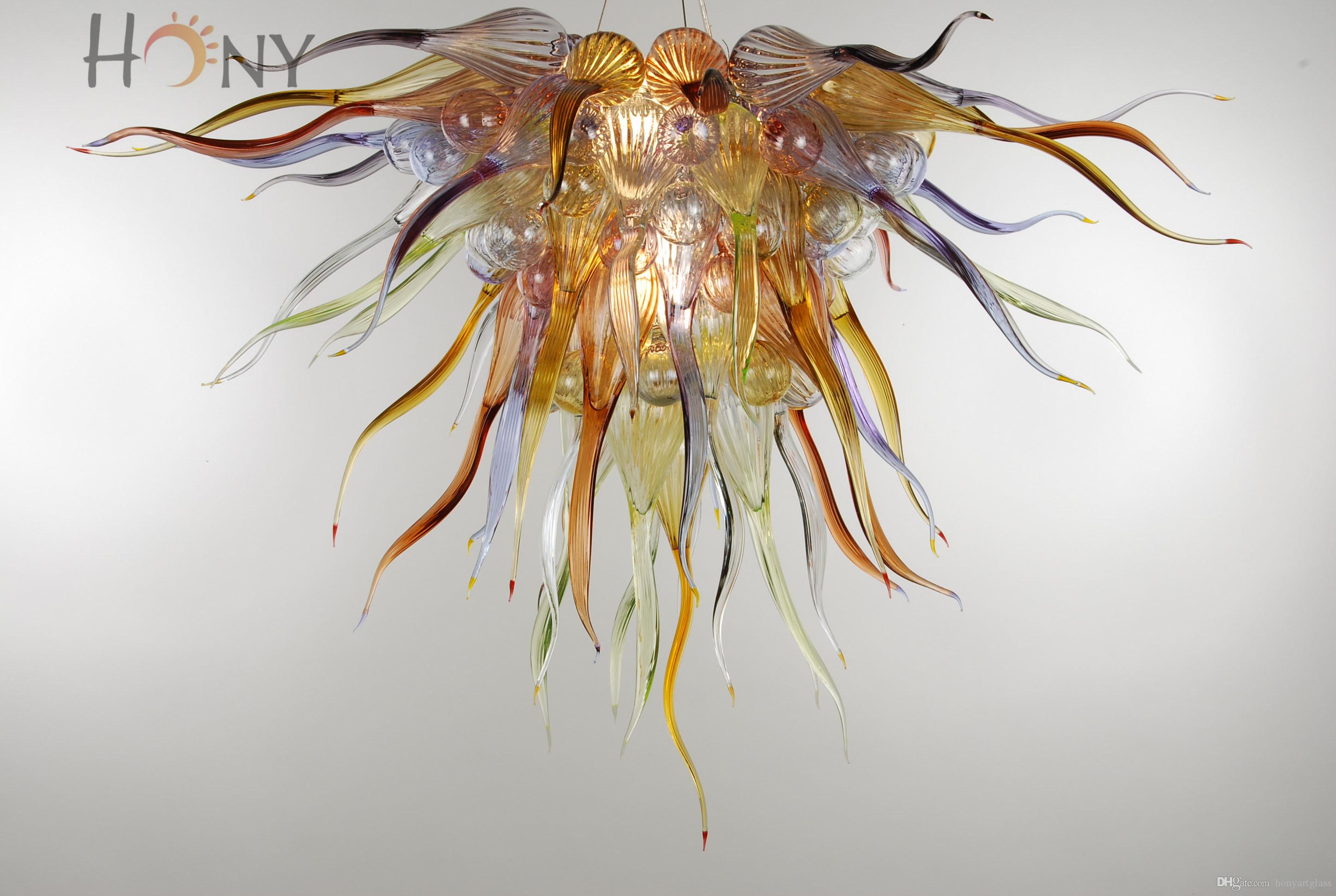 Free Shipping AC Led Bulbs 110v-240v Borosilicate Professional Ceiling Glossy Murano Glass Chandelier Europe Style