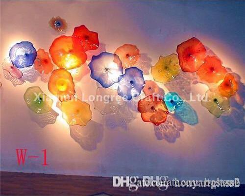 Free Shipping Multi Color Blown Glass Hanging Wall Plates Wedding Decorative Glass Wall Art Custom Made Glass Wall Plates