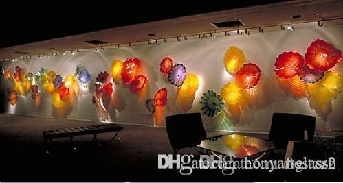 Multi Color Handmade Blown Glass Wall Plates CE UL Certificate Borosilicate Glass Hanging Wall Art Decorative Plates