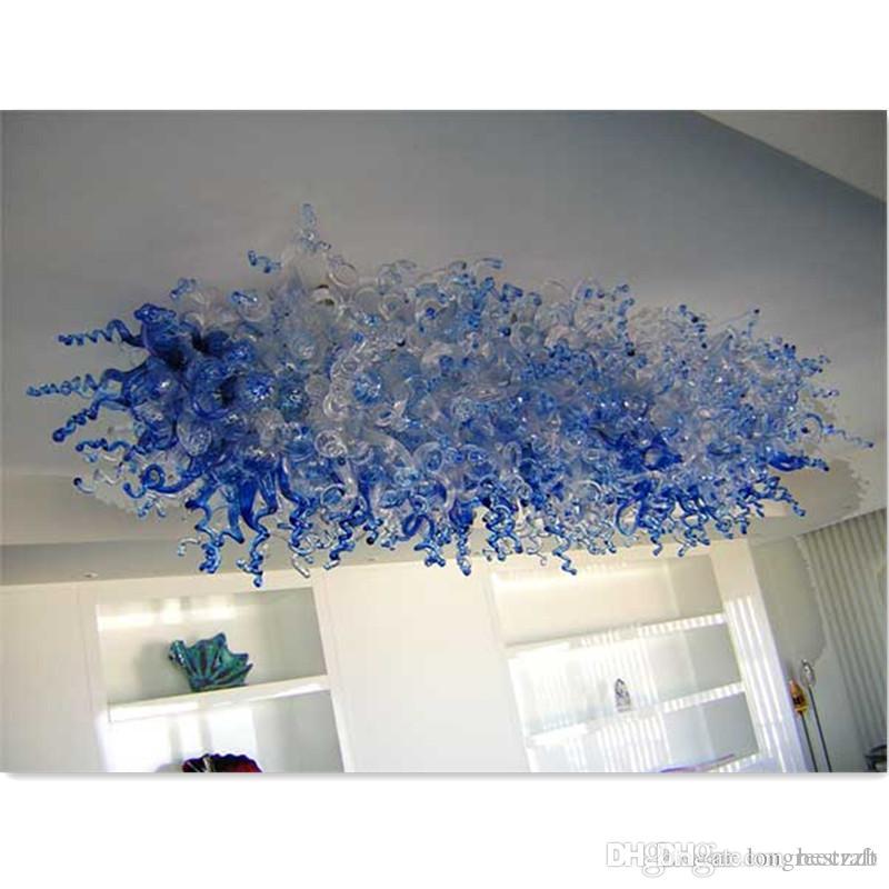 Ocean Style Crystal Blue and clear Glass Lamps Hand Blown Murao Glass Chandelier Lightings LED bulbs Pendant Lamps