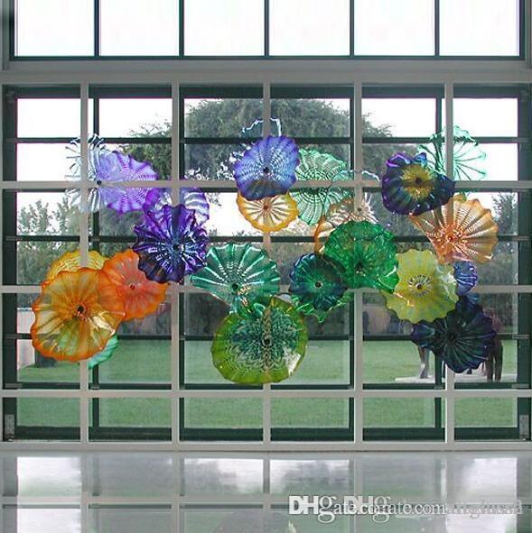 Hot Sales Hand Blown Glass Wall Art Plates Murano Glass Mediterranean Style Plates for Wall Hanging Hotel Home Bar Decoration