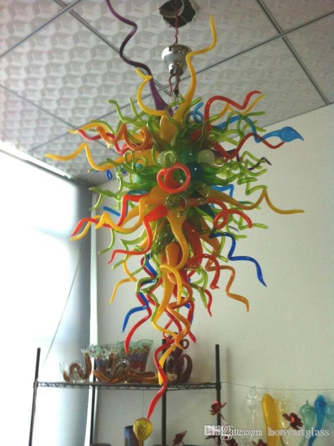 Free Shipping AC Led Bulbs 110v-240v European Fancy Lamp Multi Colored Hand Blown Glass Murano Chandelier