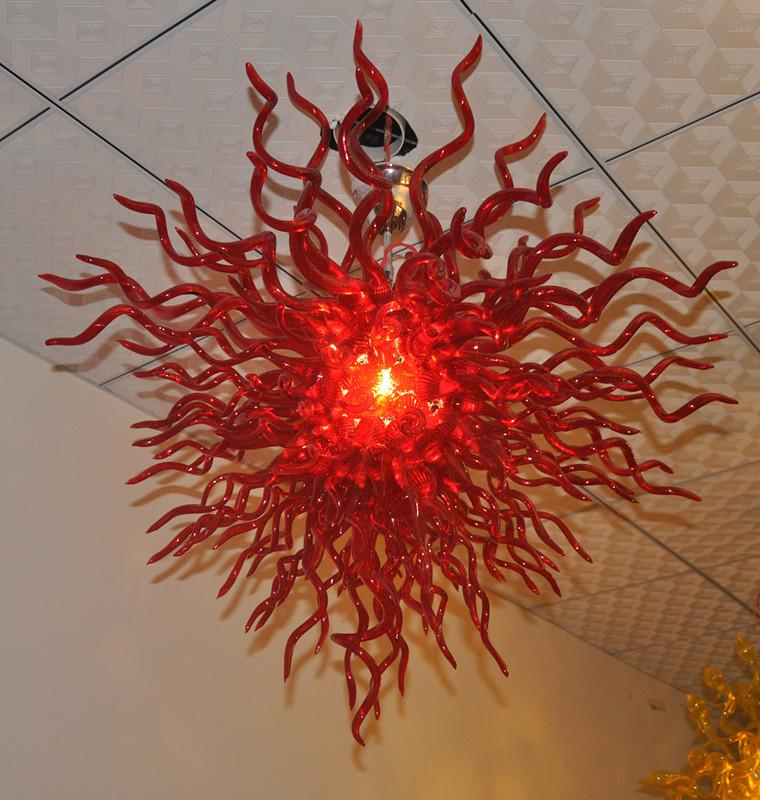 Free Shipping AC Led Bulbs 110v-240v House Decorative Red Hand Blown Glass Flower Vintage Chandelier