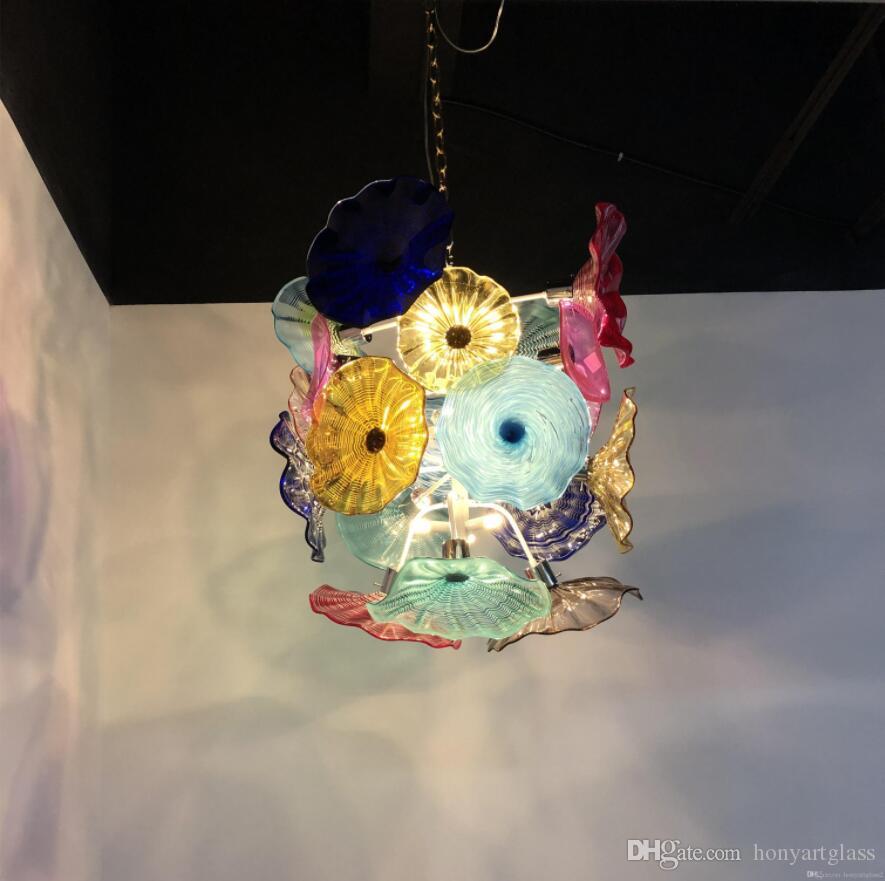 Mouth Blown Colorful Murano Glass Hanging Plate Modern Art Plates Chandelier Glass Dome Decor Light
