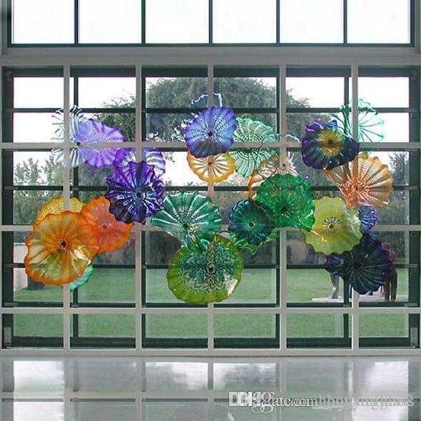 Hand Blown Glass Wall Art Plates Murano Glass Mediterranean Style Plates for Wall Hanging Hotel Home Bar Decoration on Sales