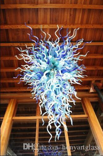 Free Shipping AC Led Bulbs 120v-240v Attractive Lamp Big Hotel Hand Blown Glass Chandelier Light