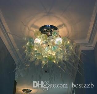 Contemporary Art Green Crystal Chandelier High Ceiling Decor LED lights 100% Hand blown glass Bubbles Chandelier LIghting