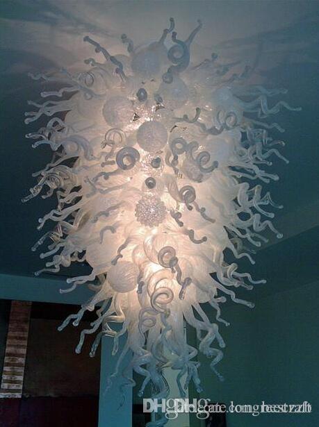 Artistic White Glass Chandelier Modern Decoration Pendant Lamp AC Led Bulbs 110v-240v Hand Blown Glass Chandelier Air Shipping