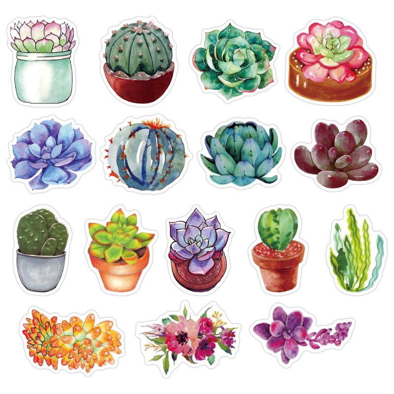 50PCS Non-repeating Plant Sticker Waterproof Luggage Notebook Scooter Refrigerator Water Cup Sticker