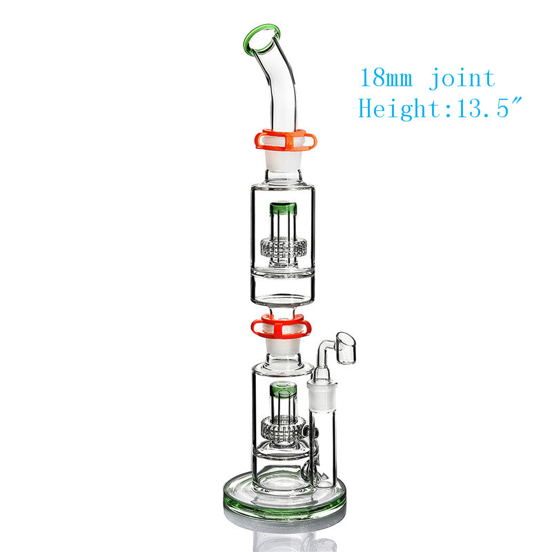 JM FLOW build a bong hookahs Glass Dab Rig Bongs water pipe thick pipe two honeycomb matrix perc wax oil rigs heady bubbler