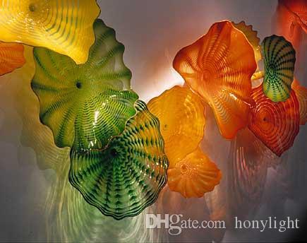 Modern Art Decor Blown Glass Wall Plates Well Design Home Decorative Borosilicate Murano Flower Glass Hanging Wall Plates