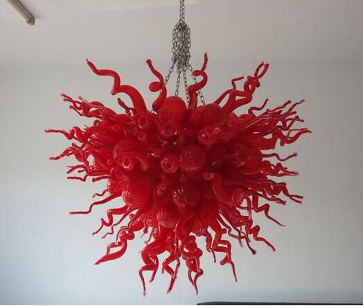 Lamps Luxury Red Colored Chandeliers Home Decor Ceiling Light LED Bulbs Hand Blown Murano Glass Pendant Lights Style Chandelier