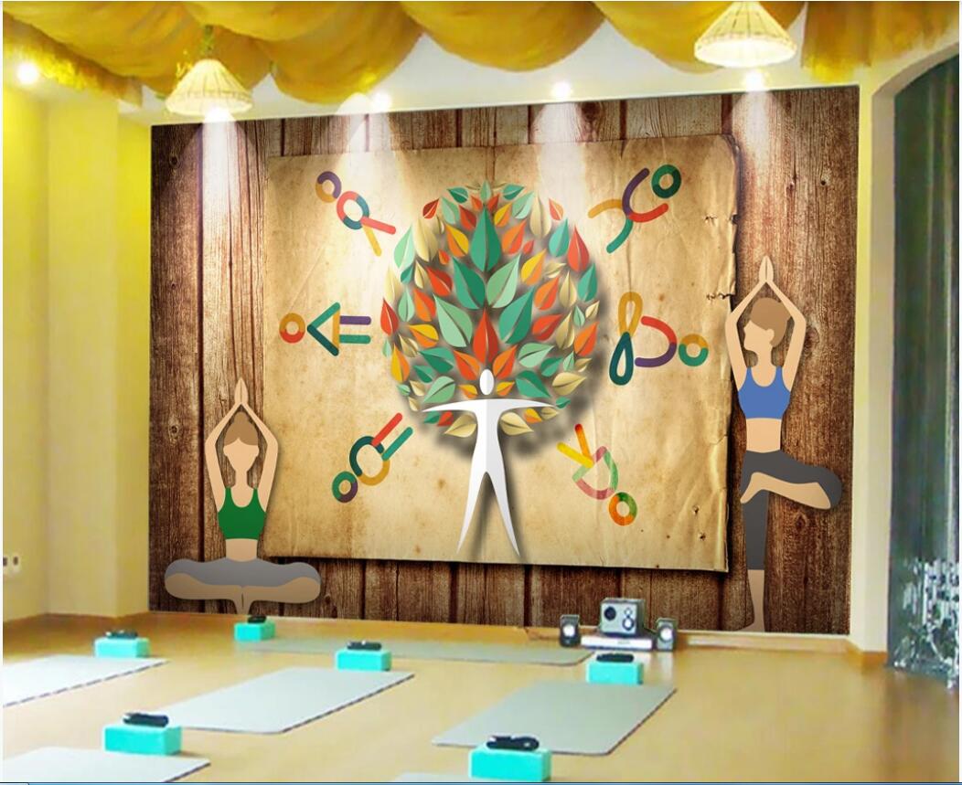 3d wallpaper custom photo murals Vintage vintage yoga studio overalls background wall wallwallpaper for walls 3 d