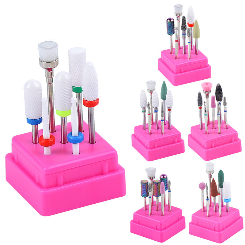 7 Pcs Combined Mixing Ceramic Milling Cutters For Manicure Removing Gel Varnish Nail Drill Bit Kits