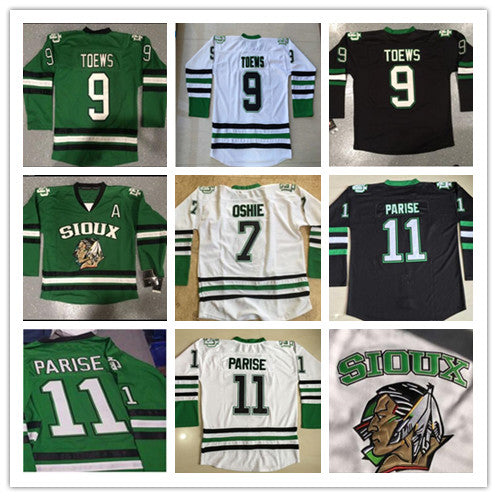 Vintage North Dakota Fighting Sioux Hockey Jerseys 9 Jonathan Toews 11 Zach Parise 7 TJ Oshie University NCAA Embroidery Stitched Jerseys