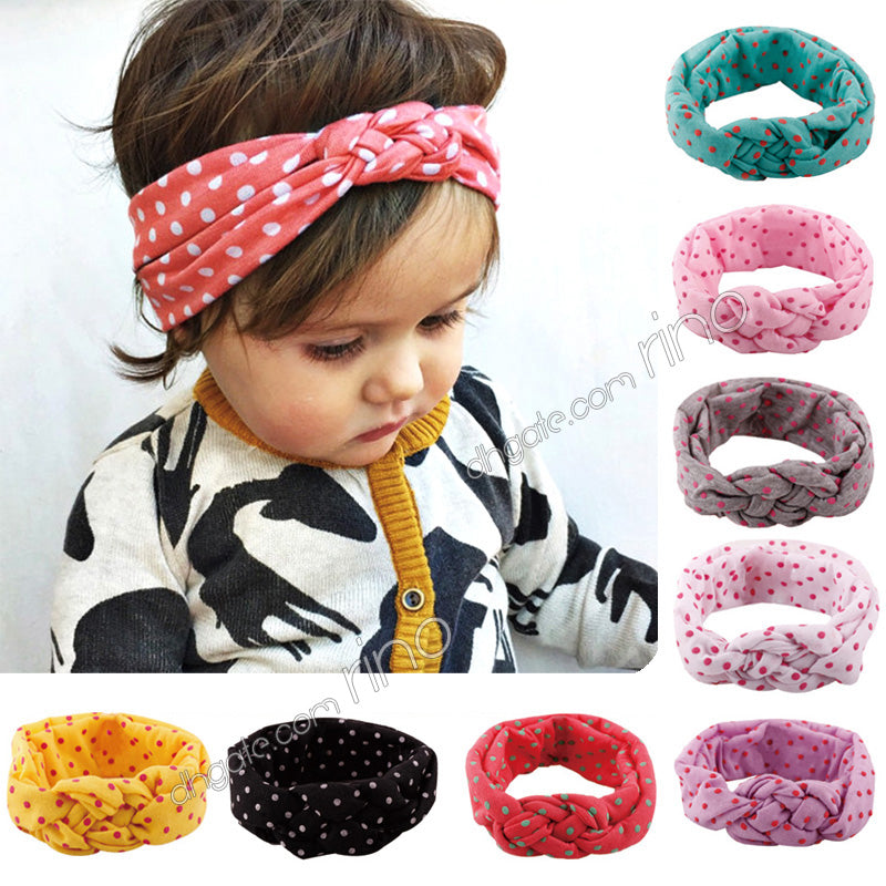 Baby Girls Headbands 10 Colors Infant Braided Twist Turban Headbands Polka Dot Cross Knot Toddler Head Wrap Childrens Hair Accessories