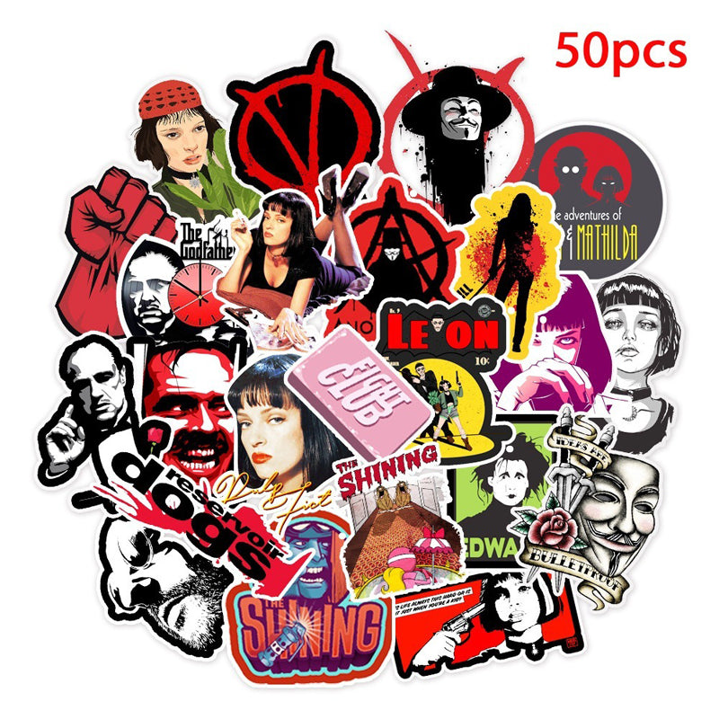 50pcs-Set Classic Cool Movies Characters Stickers Waterproof for Skateboard Suitcase Luggage Guitar Laptop Graffiti Stickers Motorcycle Toy
