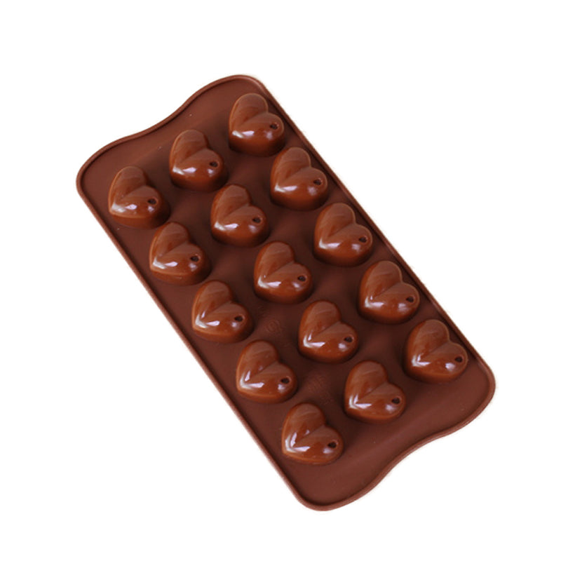 Mini Heart Cake Mold Silicone Chocolate Mould 3D Shape Brown DIY Baking for Candy Cupcake 122007