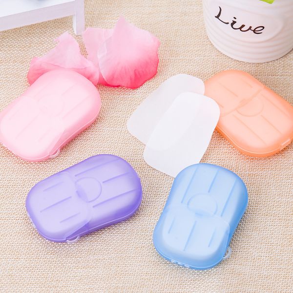 20PCS-box Disposable Anti dust Mini Travel Soap Paper Washing Hand Bath Cleaning Portable Boxed Foaming Soap Paper Scented Sheets