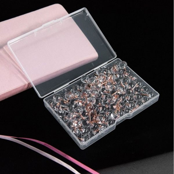 100pcs-box Map Tacks Push Pins Plastic Head with Steel Point, Cork Board Safety Colored Thumbtack Office School