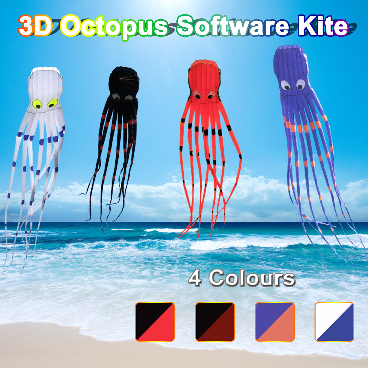 3D Octopus Nylon Huge Outdoor Sport 8M Flying Software Long Tail Kites Toys Children Kids Gift