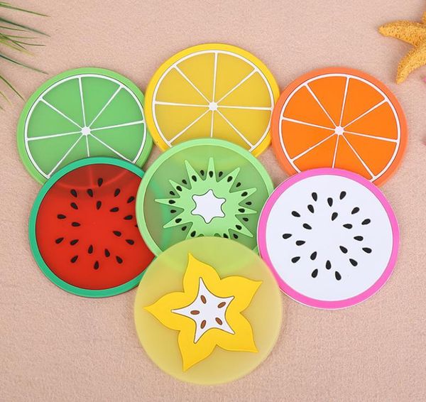 DHL Fruit silicone Cup Mat Pads Coffee Mug Drink Coasters Dining Table Placemats Desk Accessories 6 color SN4323