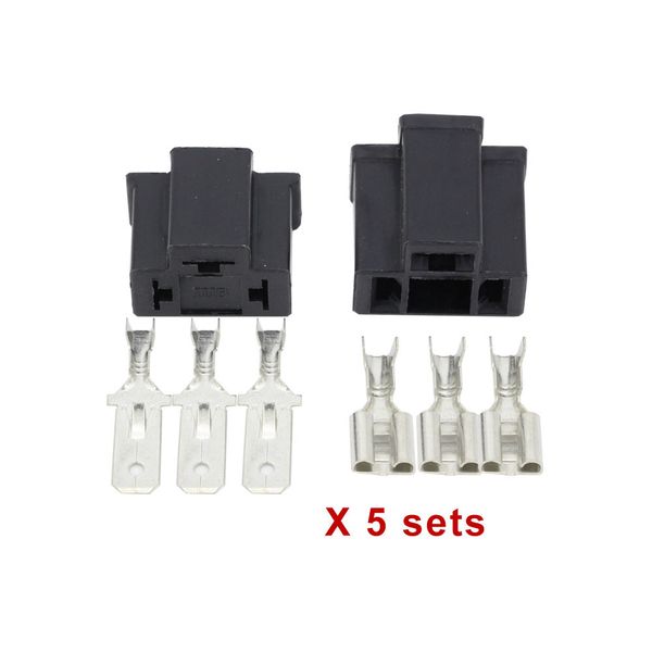 5 Sets PA66 H4 3 Pin Unsealed Cable Car Connector Electrical Connector Automotive Plug Lamp Holder Socket DJ7033-7.8-11-21
