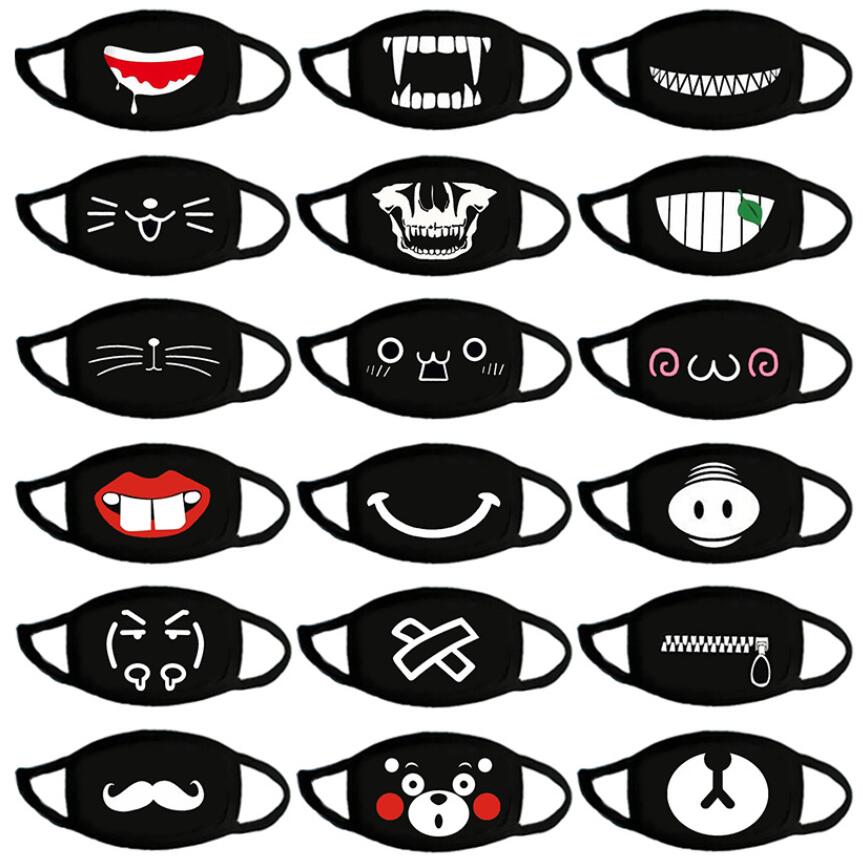 Cotton Dustproof Anime Cartoon Kpop Lucky Bear Woman Men Cute Expression mask Mouth Masks Black Mask Mouth Half Muffle Face Mask