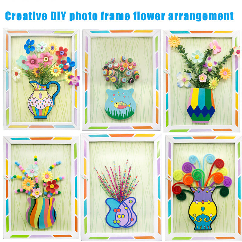Kids cube Foam Beads Arts and Crafts Photo Frame Button Bouquet Diy Making Kit Handmade Creative 3D puzzles Painting Toys for Children