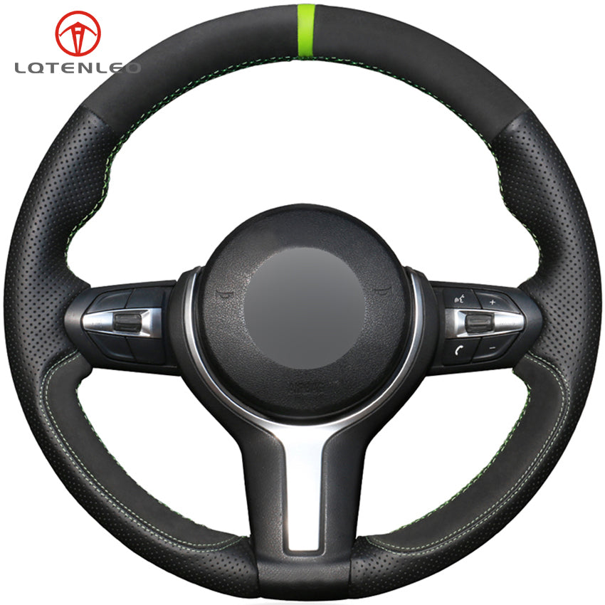 Black Leather Suede Car Steering Wheel Cover for BMW (M Sport) 3 Series 320d 328i 330i F30 F31 (Touring) F34 2012-2019