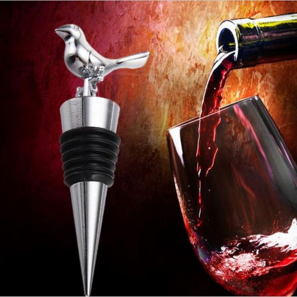 50PCS Love Birds Chrome Bottle Stopper in Gift Box Wedding Favors Silver Wine Stoppers Bar Party Giveaways For Guest