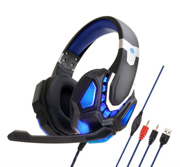 Gaming Headset Stereo Surround Noise Cancelling PS4 PC Xbox one Laptop Mac Microphone Volume Control LED Lights Over Ear Gaming Headphone