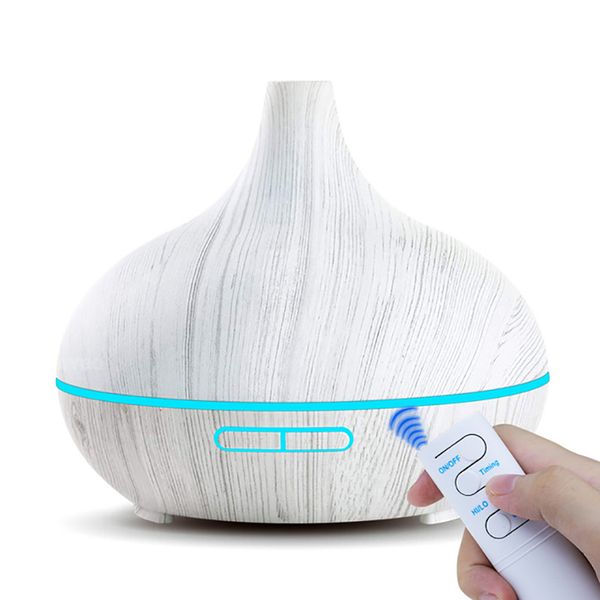 3 colors Wood grain 550ml Air Humidifier Essential Oil Remote Control Diffuser Aroma Lamp Aromatherapy Electric Humidifier Y200416